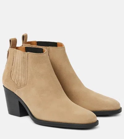 Tod's Suede Ankle Boots In Beige