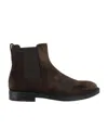 Tod's Round Toe Suede Chelsea Boots With Elastic Side Panels In Black