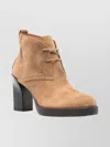 Tod's Suede Ankle Boots Block Heel In Brown