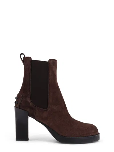 Tod's Suede Ankle Boots In Brown