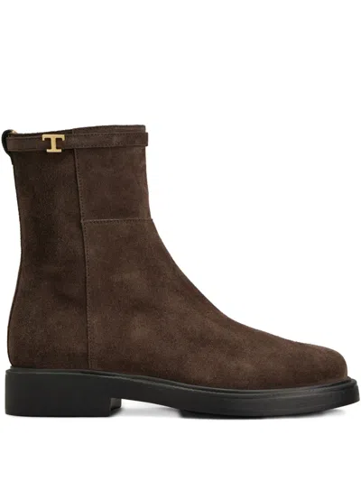 Tod's Suede Ankle Boots In Brown