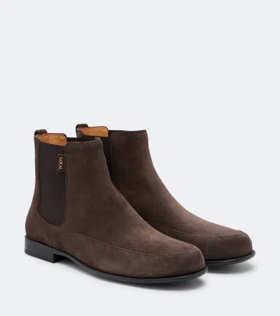 Tod's Suede Ankle Boots In Brown