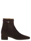 Tod's Suede Stivaletto Cuoio Ankle Boots 35 In Burgundy