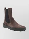 Tod's Suede Ankle Boots Featuring Elastic Panels In Brown