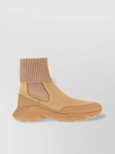 Tod's Suede Ankle Boots Ribbed Cuff