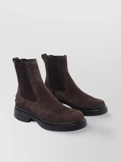 Tod's Suede Ankle Boots With Elastic Side Panels