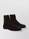 Tod's Suede Ankle Boots With Round Toe And Rubber Sole