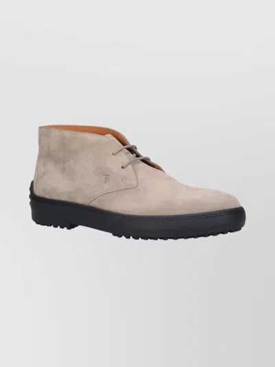TOD'S SUEDE ANKLE BOOTS WITH TEXTURED RUBBER SOLE