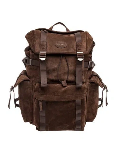 Pre-owned Tod's Suede Backpack In Brown