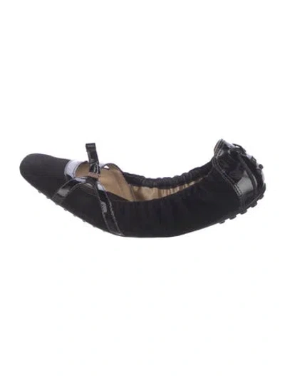 Pre-owned Tod's Suede Ballet Flats In Black