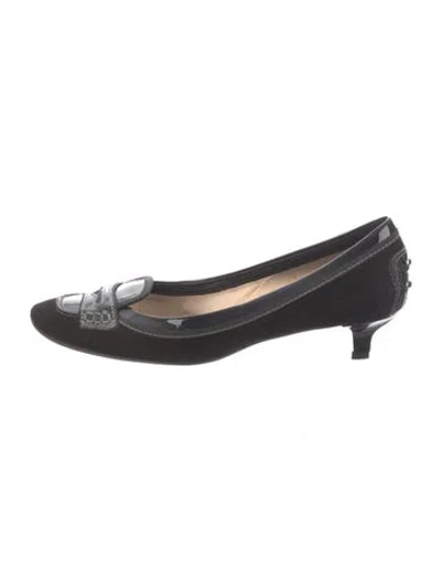 Pre-owned Tod's Suede Ballet Flats In Black