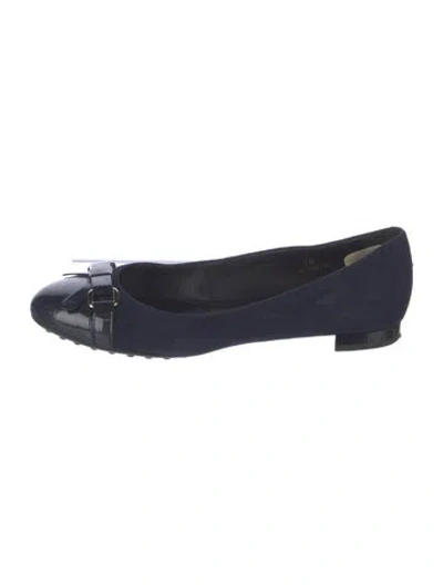 Pre-owned Tod's Suede Ballet Flats In Blue
