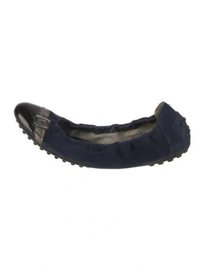 Pre-owned Tod's Suede Ballet Flats In Blue