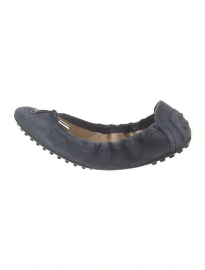 Pre-owned Tod's Suede Ballet Flats In Blue