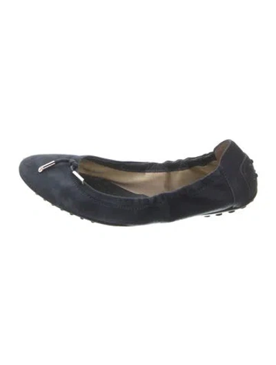 Pre-owned Tod's Suede Ballet Flats In Blue