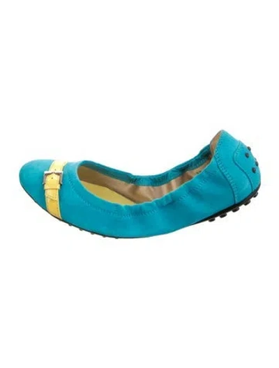 Pre-owned Tod's Suede Ballet Flats In Blue