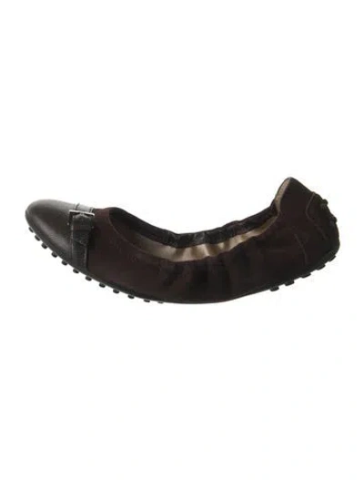 Pre-owned Tod's Suede Ballet Flats In Brown