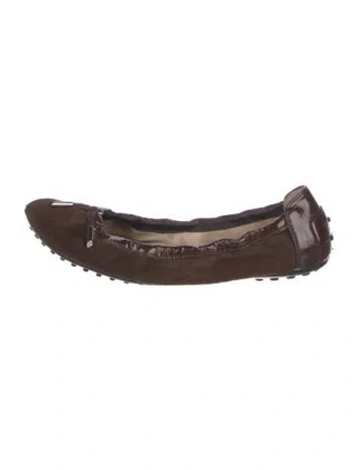 Pre-owned Tod's Suede Ballet Flats In Brown