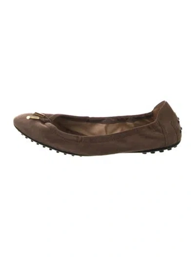 Pre-owned Tod's Suede Ballet Flats In Brown