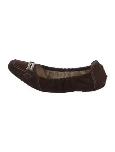 Pre-owned Tod's Suede Ballet Flats In Brown
