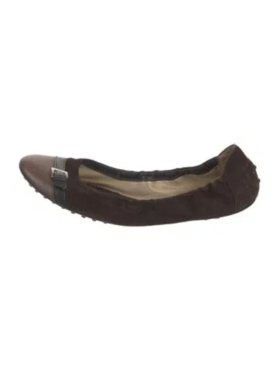 Pre-owned Tod's Suede Ballet Flats In Brown