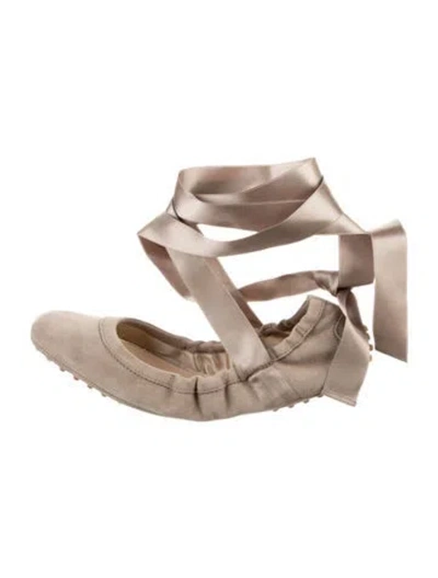 Pre-owned Tod's Suede Ballet Flats In Brown