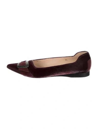 Pre-owned Tod's Suede Ballet Flats In Burgundy