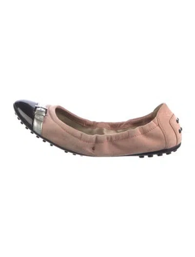 Pre-owned Tod's Suede Ballet Flats In Neutral