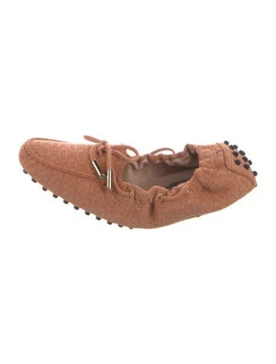 Pre-owned Tod's Suede Ballet Flats In Orange