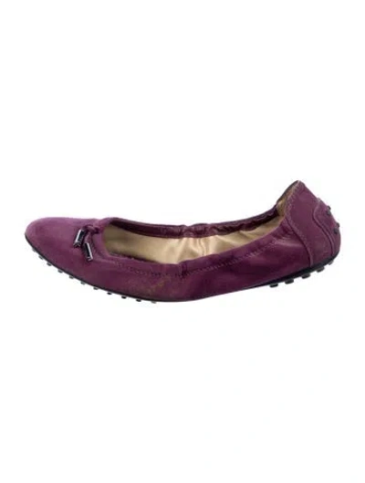 Pre-owned Tod's Suede Ballet Flats In Purple