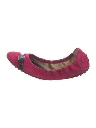 Pre-owned Tod's Suede Ballet Flats W/ Tags In Pink