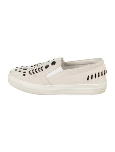 Pre-owned Tod's Suede Beaded Accents Sneakers In Neutral