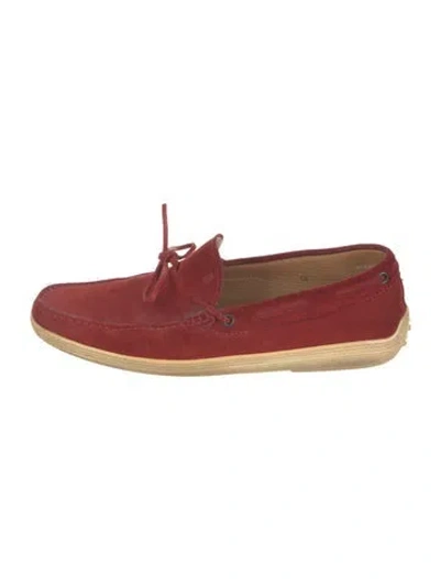 Pre-owned Tod's Suede Boat Shoes In Red