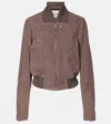 Tod's Bomber Jacket In Pashmy Suede In Brown