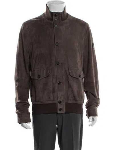 Pre-owned Tod's Suede Bomber Jacket In Brown