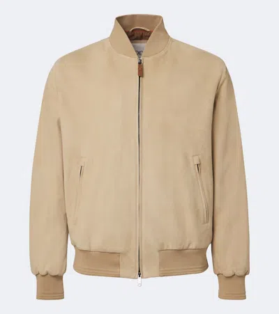 Tod's Suede Bomber Jacket In Sand