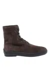 Tod's Round Toe Suede Ankle Booties In Brown
