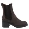 Tod's Suede Block Heel Ankle Booties In Brown
