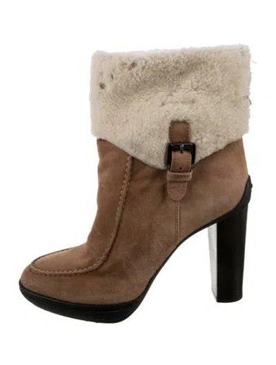 Pre-owned Tod's Suede Boots In Brown/neutrals/white