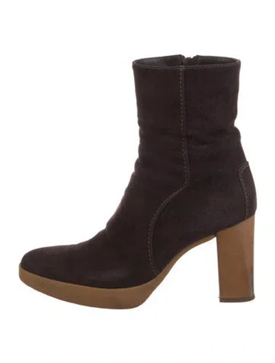 Pre-owned Tod's Suede Boots In Burgundy