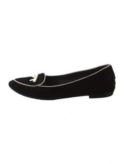 Pre-owned Tod's Suede Bow Accents Loafers In Black