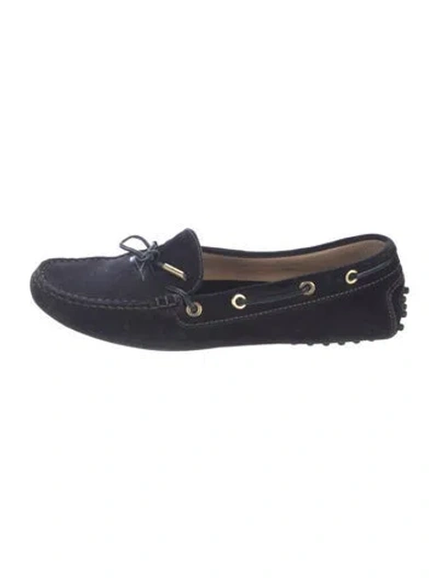 Pre-owned Tod's Suede Bow Accents Loafers In Blue