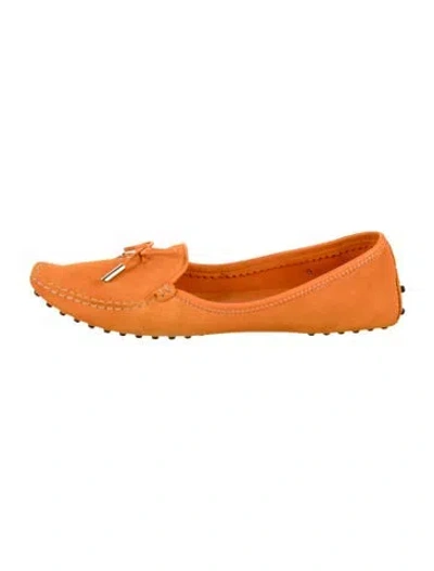 Pre-owned Tod's Suede Bow Accents Loafers In Gold