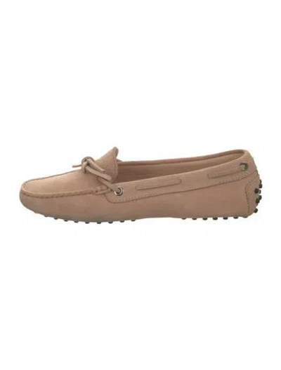 Pre-owned Tod's Suede Bow Accents Loafers In Neutral