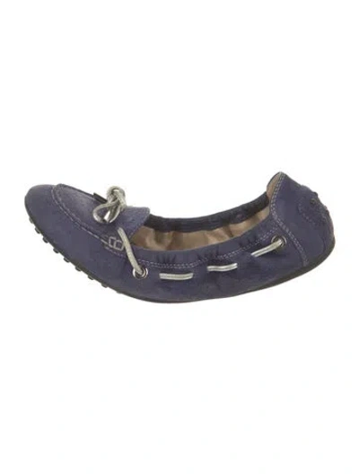 Pre-owned Tod's Suede Bow Accents Moccasins In Blue