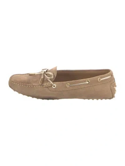 Pre-owned Tod's Suede Bow Accents Moccasins In Neutral