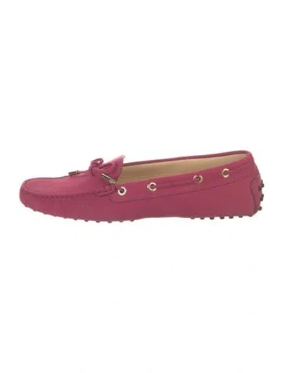 Pre-owned Tod's Suede Bow Accents Moccasins In Pink