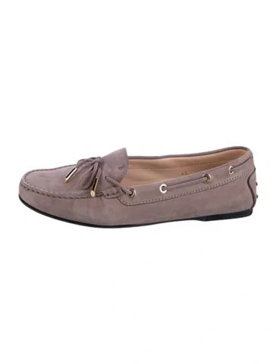 Pre-owned Tod's Suede Bow Accents Moccasins In Purple