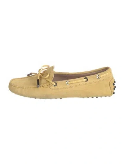 Pre-owned Tod's Suede Bow Accents Moccasins In Yellow