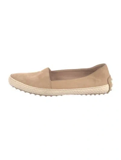 Pre-owned Tod's Suede Braided Accents Espadrilles In Neutral